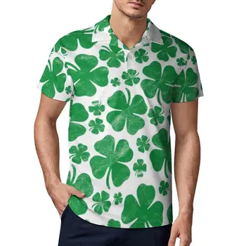 Zelena Priložnostne Majice Srečen Irski Letnik Deteljica Majice Polo Moški Trendi Majica Dnevno Kratka Sleeved Vrhu 4XL 5XL