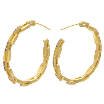 ZHUKOU 1piece 32x32mm zlato barvo Velik Krog, hoop uhani za ženske priljubljena CZ kristalno Zanke Uhan nakit model:VE161