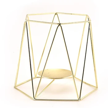 Zlato Geometrijske Parcelo, Čaj Luči svečniki Železa Votlih Tealight svečniki za Vintage Poročno Dekoracijo Doma