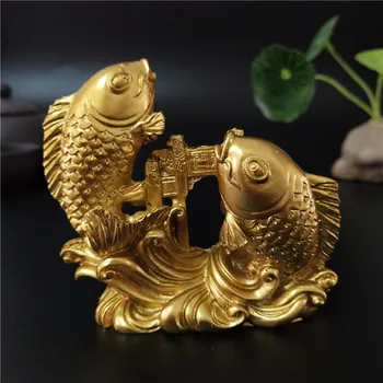Zlato Kitajski Feng Shui Buda Kipi Ročno Izrezljane Skulpture Živali, Rib Figurice Obrti Okraski Dom Dekoracija Dodatna Oprema