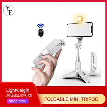 Zložljiv Mini Stojala Aluminija Alloymini Selfie Stick Mini Prilagodljivo Stojalo Z Fill Light Sprožilec Daljinski Upravljalnik Za Ios Android