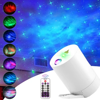 Zvezdnato Nebo Projektor Noč Svetlobe Vodni Val Star Glasbo Vrtijo Daljinski upravljalnik Bluetooth, LED Nočna Lučka Spalnica Postelji Svetilko