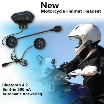 Čelada Slušalke Bluetooth, združljiva Motocikel Slušalke V4.2 Interkom Motorno Kolo Slušalke Zmanjšanje Hrupa Mikrofon
