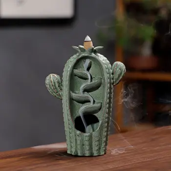 Čezmejno kaktus keramični backflow kadila gorilnik ustvarjalne aromaterapija štedilnik obrti doma okraski okraski.