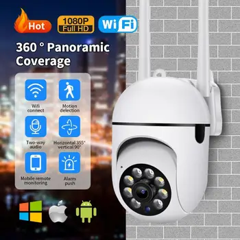 Žarnica Brezžična nadzorna Kamera 1080p Wifi Night Vision Auto ljudmi Doma Panoramski Video Security Protection Zaslon