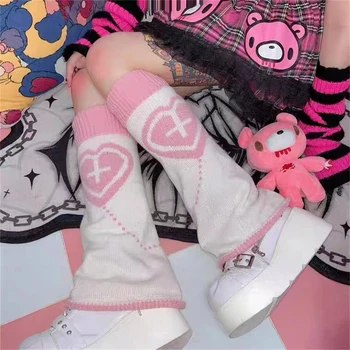 Ženske Ljubezen Križa Leg Ogrevalnike Kritje Goth Lolita Ročno Toplejše Moda Y2k Nogavice Gamaše Japonski Plesti Nogavice Noge Kritje Cosplay