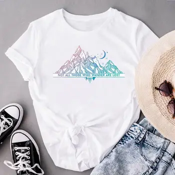 Ženske Oblačila Mountain Sladko Novo 90. letih Trend Tiskanja Vrhovi Modne Gospe Kratek Rokav Tees Ženskih Poletnih Tshirt Graphic T-Shirt