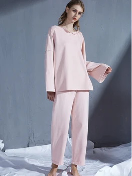 Ženske Pižame Pyjama Pijama Nastavite Sleepwear Nightgown Jeseni, Pozimi Toplo Topel Dom Salon Obleko Obleko Pulover More