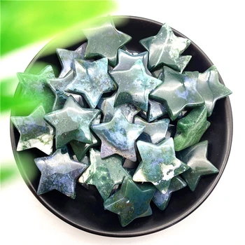 1 ali 2 kosa Naravnega Moss Agate Kvarčni Kristali Star Oblikovan Kamen Zdravljenja DIY Gemstone Dekoracijo Naravni Kamni in Minerali