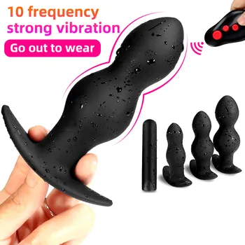10 Hitrost Moški vibrator Analni Čep štiri-delni silikonski massager ženski votlih vaja bullet serijo Seksi igrače gredo ven na rabo naprave