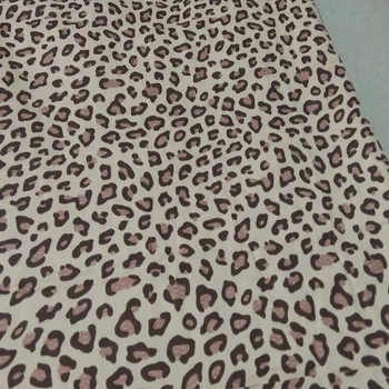 100% Navaden Bombaž viaPhil Bež, Rjavi Leopard Tiskane Tkanine Mozaik Krpo Obleko Doma Dekor