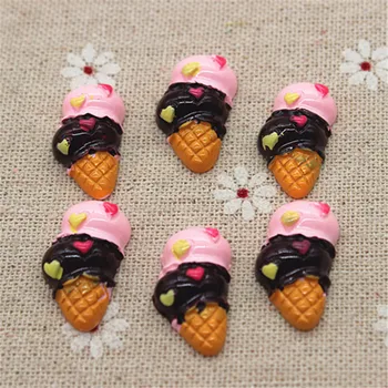 10pcs Smolo Sladoled Miniaturni Hrane Umetnosti Oskrbe Flatback Chrysoprase DIY Dekorativni Obrti Scrapbooking,14*22 mm