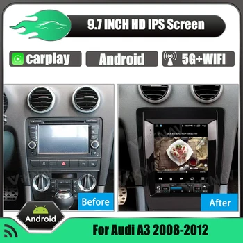 12.1 palca Android 128G Radio Za Audi A3 2008-2012 GPS Navigacija Avtomobilski Stereo sprejemnikom, zaslon na Dotik Multimedijski Predvajalnik DVD-jev