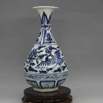 3 Starinsko YuanDynasty porcelanasta vaza,blue & white phoenix Octagonal steklenico,Ročno poslikano obrti,Dekoracijo,Zbirka&Okras