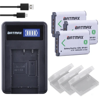 3x NPBX1 bateria NP-BX1 np bx1 Baterija+ LCD Polnilec za Sony DSC RX1 RX100 AS100V M3 M2 HX300 HX400 HX50 HX60 GWP88 AS15 WX350