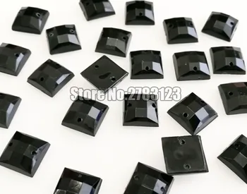 50pcs Črni kvadrat Vrhunske kakovosti Acryl sew na okrasnih z dvema odprtinama,diy/dodatki za oblačila SWYS02