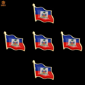 5PCS Haiti Zastavo Broška po Meri Emajl Kovinsko broške Jeansa/Traveler Nahrbtnik Patriot Varnostne Sponke Nakit Značko Broška