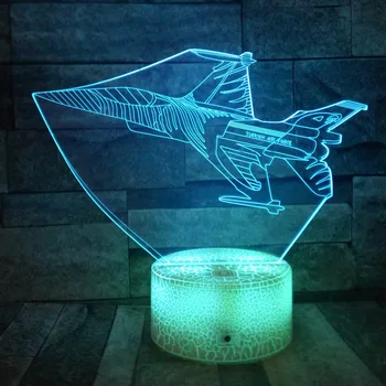 7 Barve Letalo Akril LED 3D LED Nočna Lučka Zrakoplovu Dotik namizne Svetilke Dotik Daljinskim upravljalnikom Doma Okraski Otroci Darilo