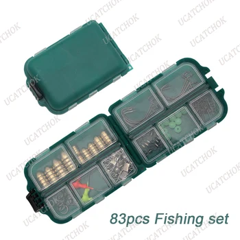 83pcs/box sladkovodno ribištvo texas ploščad bakra, bullet oblika potopne in ročice kavljem combo bass ribolov komponente, pribor polje, komplet