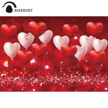 Allenjoy Happy Valentine ' s Love Temo Ozadje Rdeče Srce Baloni svate Dobave Dekoracijo Banner Ozadje Photo Zone