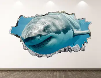 Beli morski Pes vinilna - Ocean Živali, 3D, Razbil Wall Art Nalepke Otroci Soba Dekor Vinil Doma Plakat Osebno Darilo KD324