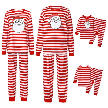 Božič Pižamo Družino Prugasta Santa Tiskanja Božič Pajama 2022 Moški Ženske Otroci Baby Homewear Družino Ujemanja Obleke