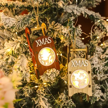 Božični Okraski Leseni Visi Obesek, LED Luč Santa Claus Božični Okraski Za Dom Drevo Decor Otroci Darilo Lesa Obrti