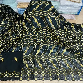Cenejša Cena Afriške Tissu Bazin Brocade Bogatejši Vezene Gvineja Bazena Oblačila, Čipke Materials7yards Na Nabor Za Obleko