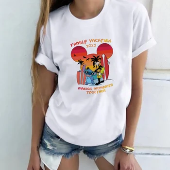 Disneyland Družinske Počitnice 2022 Ženske T-shirt Poletje Kar Spomine Skupaj Estetske Modna Oblačila Kawaii Šiv Vrhovi Majica
