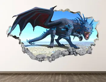 Dragon vinilna - Fantasy 3D Razbil Wall Art Nalepke Otroci Soba Dekor Vinil Doma Plakat po Meri Darilo KD961