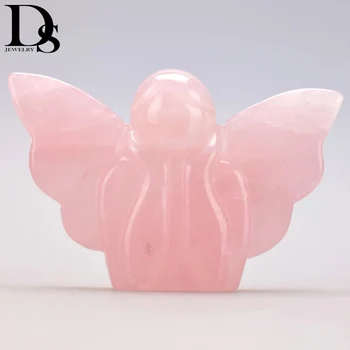 DS 120 mm DS Naravnih Rose Quartz Jasno, Kremen Angel Figurice Zdravljenje Kristalno Izklesan Kip Angela Srečen Božič Dom Dekoracija