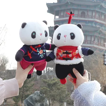 Eleganten Plišastih Novo srčkan upscale Praznično Tang bo ustrezala panda vezenje folk stil igrača sedel velikan panda lutka Kitajski slog darilo