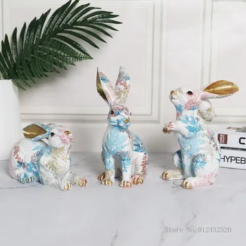Europeanstyle doma smolo naslikal zajec okraski domači dnevni sobi, pisarni okras, darila živali srčkan zajec namizje okraski