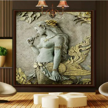 Evropski 3D reliefni zlati golih lepoto Zidana tapete za stene, dnevna soba izboljšanje doma dekor ozadje Ozadje