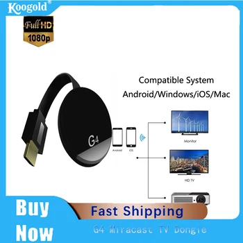 Koogold G4 Miracast TV Dongle, 1080P Zaslon 2.4 G HDMI je združljiv Za Android, iPhone IOS PC Youtube Video Airplay DLNA Anycast