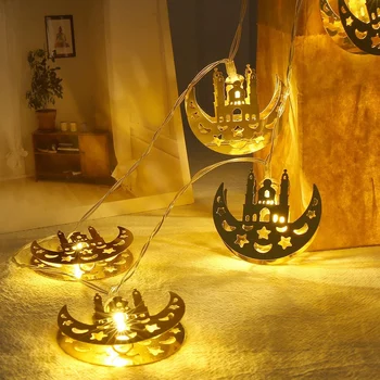 LED Niz Luči Zlato Svetlobo 10 LED Obesek Svetilke Ramadana Eid Mubarak Ornament Islamskih Islamski Festival