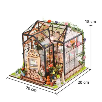 Lesene Lutke Miniaturni Sunroom Lutka Hiša Model za Odrasle, Otroci Lady