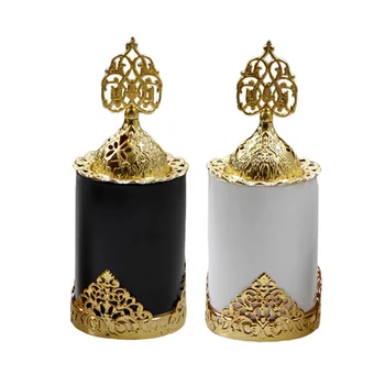 Luxury gold metal kadila gorilnik bela in črna gorilnika kadila arabski Dubaj debelo