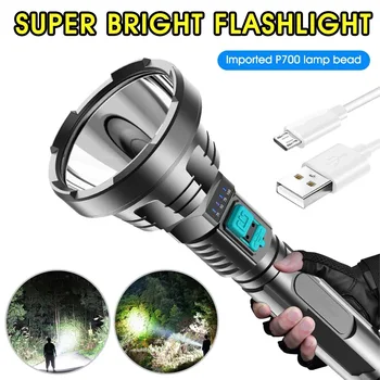 Moč Gorilnika Plastični USB Polnilna LED Super Svetle Dolgo Strel Gospodinjski Prostem ročni Sojenja Razsvetljavo Svetilka Traf