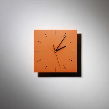 Nordijska ura stenska ura izklop ustvarjalni modni dekorativni ure dnevno sobo sodoben minimalističen kvadratnih zid, pazi, oranžna