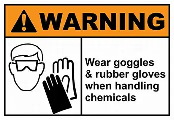 Nositi zaščitna Očala & Gumijaste Rokavice Opozorilo OSHA/ANSI Varnost Prijavite Tin Prijavite 12x16
