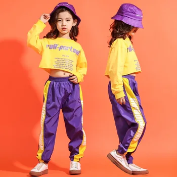 Otroci Hip Hop Oblačila Jazz Ples Kostum za Dekleta Ballroom Ples Priložnostne Hlače Odrezana Majica Majica Ulične Oblačila