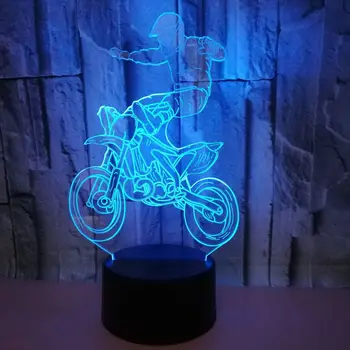 Posebni Učinki Off road Motocikla 3d Luči Pisane na Dotik Led Vizualne Luči Darila Dekorativni Majhne Table Led Nočna Lučka