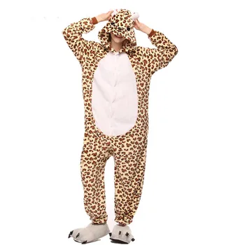 Pozimi Flanela Kigurumi Ženske Moški Onesies Srčkan Cartoon Živali Leopard Nosi Pižamo Nastavite Unisex Pyjama Pijama Sleepwear