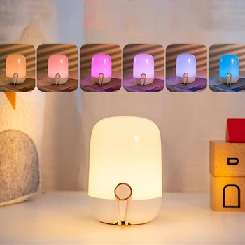Prenosni RGB Dotik Noč Svetlobe Stepless Zatemnitev LED Polnilna Spalnica Lučka USB Baby Hranjenje Nočna Lučka