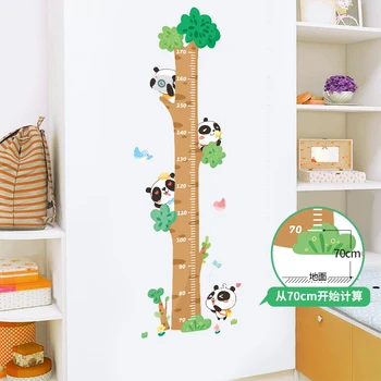 Rast Merilni Skali Panda Baby na Drevo Višine Nalepke za otroška Soba Dekoracijo Grafikon Veliko Drevo Vladar Nalepka