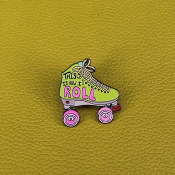 Retro kotalkami emajl pin drsanje broška smešno besedna igra Roller Derby značko vaporwave estetske 80. otroci darilo