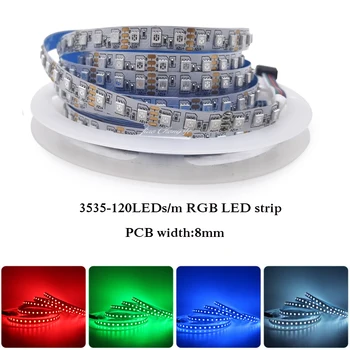 RGB LED stirp 8 mm širina PCB DC12V 24V 120LEDs/m 3535 Fleksibilni RGB led Trak IP30 non-nepremočljiva 1M 5M