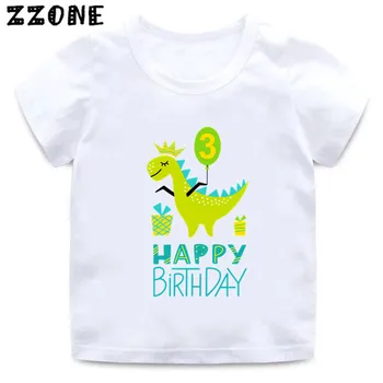 Risanka Dinozaver Numeber 1-9. Happy Birthday Fantje T-shirt Smešno Otroci majica s kratkimi rokavi Dojencek Dekliška Otrok Večer Stranka Obleko,HKP2483