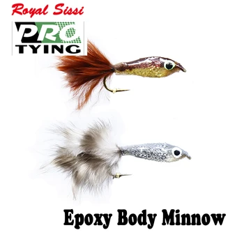 Royal Sissi premium 4pcs epoksi telo pisanec muho 6#8# ribolov postrvi baitfish vzorec darkice letenje z Zlato&srebrna Cev telo